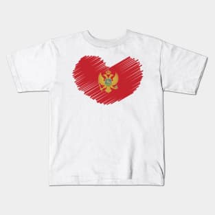 Montenegro Heart Flag Design Kids T-Shirt